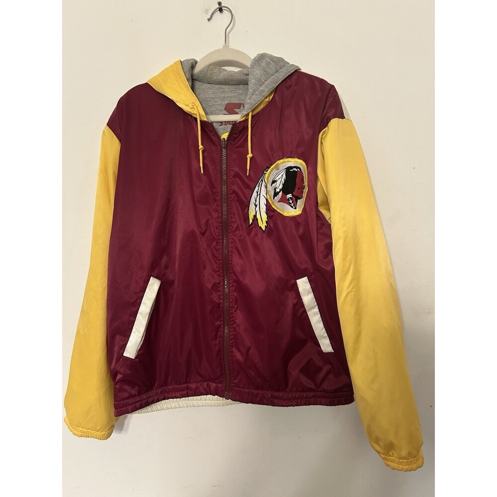 Rare Vtg Starter Washington Redskins Reversable Hooded Zip Jacket mens Large